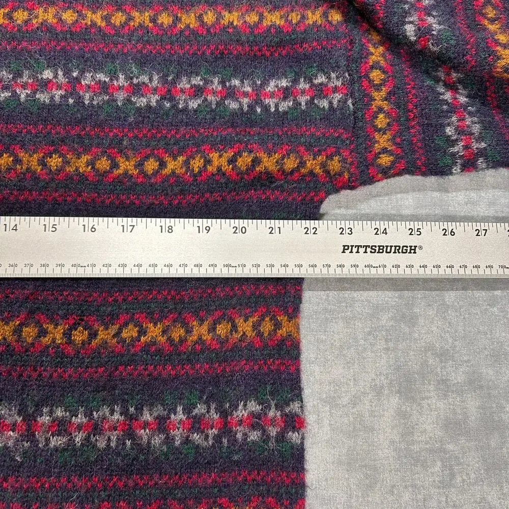Vintage 80s LL Bean Fair Isle Nordic Wool Sweater Mens XL Multicolor Crewneck